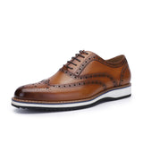 Cow Leather Brogue Sport Man Oxford Casual Shoes Sneakers