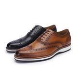 Cow Leather Brogue Sport Man Oxford Casual Shoes Sneakers