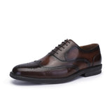 Genuine leather casual men's block derby shoes