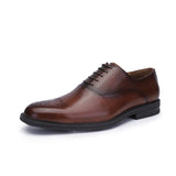 Genuine leather casual men's block Oxford shoes