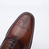 Genuine leather casual men's block Oxford shoes