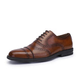 Genuine leather casual men's block Oxford shoes