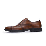 Genuine leather casual men's block Oxford shoes