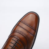 Genuine leather casual men's block Oxford shoes